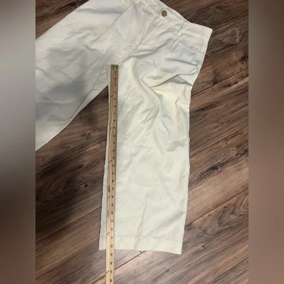 Vince Cropped Wide Leg Pants Cream Linen Blend Culotte Minimalist Size 6 - Picture 8 of 11